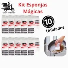 Kit Com 10 Esponjas Mágica Max Clean Tira Manchas Tira Riscos Limpa Apenas Com Água
