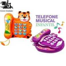 Telefone Musical de Tigre Ou Coração Boneca Brinquedo Educativo Piano Infantil Fala Frutas em Inglês