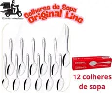 Jogo De 12 Colheres de Sopa De Mesa Aço Inox América Original Line
