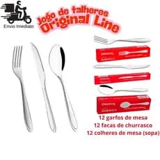 Jogo De Talheres 36 Peças Aço Inox Original Line Garfo, Faca e Colher de Mesa (Sopa)