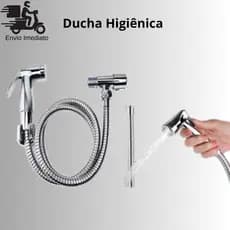 Ducha Higiênica Chuveirinho Para Banheiro Completa Cromada Com Gatilho ABS Cromado 1/4 De Volta