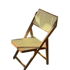Cadeira Dobrável Bambu Rattan Resistente Até 150kg