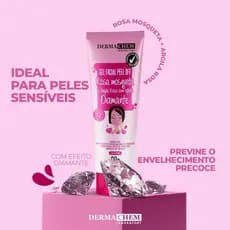 Gel Facial Peel Off, Rosa Mosqueta, Argila Rosa com Efeito Diamante 60g, Dermachem