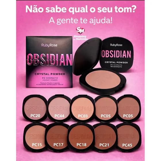 Pó Compacto Ruby Rose Obsidian Crystal Powder