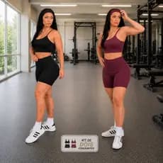 Kit 2 Conjuntos Fitness Feminino Short e Top Básico Academia Sem Transparência