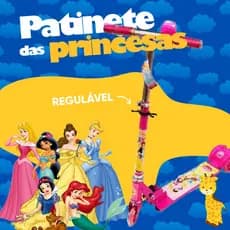 Patinete de Ferro Princesas Disney Infantil com Buzina e Led