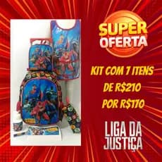 Mega promoção Kit Escolar 7 Peças Vingadores e Liga da Justiça
