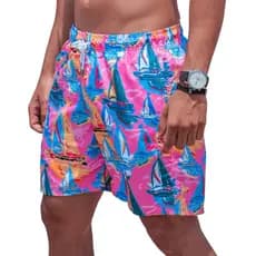 Short Masculino Estampado de tactel premium, Short de elástico, Short para praia, bermuda masculina estampada, shorts
