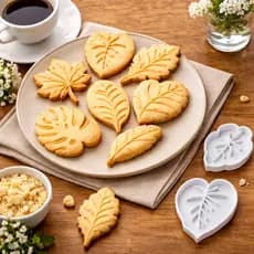 Kit Cortador de Biscoitos caseiros forma de Folhas Caseira Entrega Rápida - cores