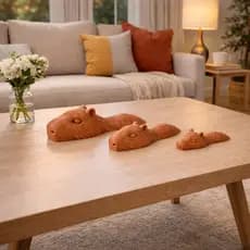 Conjunto familia capirava nadando enfeite capivara fofa decoração sala escritório capivara
