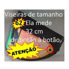 Viseira SERVE NO TAMANHO 62 capacete TAURUS Modelo San Marino(VISEIRA MEDE 32CM DE BOTÃO A BOTÃO)