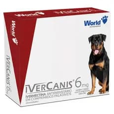 Remedio para carrapato, pulgas e sarna Ivercanis 6 mg C/4 Comprimidos
