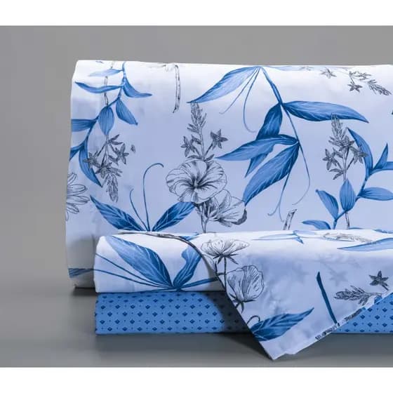 Jogo de Cama Casal King 03 Peças 400 Fios Estampados - Lençol Para Cama King Size Com Elástico