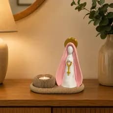 Kit Nossa Senhora 13,5cm com bandeja e porta velas