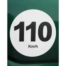 Adesivo Velocidade máxima controlada permitida 110kmh Argentina Reduzido 15cm Refletivo