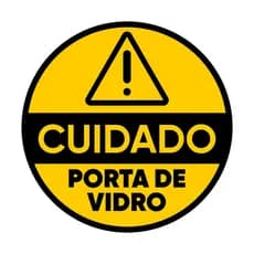 Adesivo Cuidado Porta de Vidro Segurança Sinalização 15x15 CM.