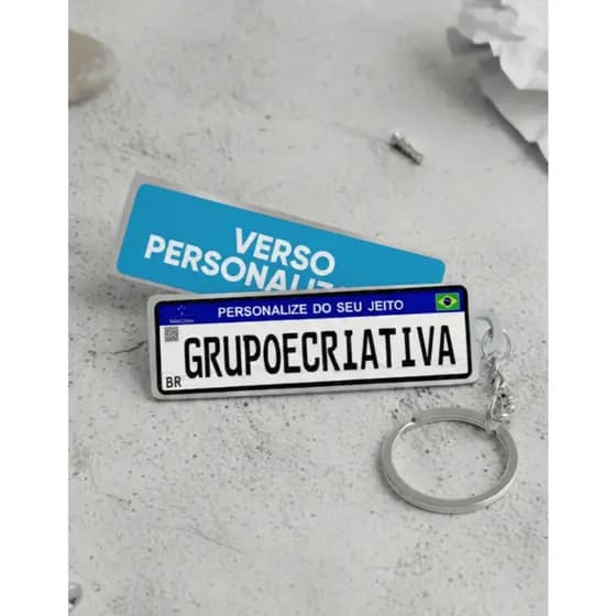Chaveiro Placa Carro Frente Sem Resina  Frente e Verso - 01 unidade