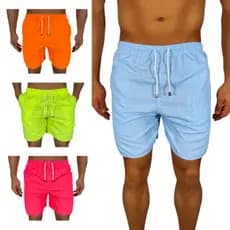 Kit 3 Shorts Mauricinho Neon Liso 3 Bolsos Tactel Praia Masculino Moda Básico