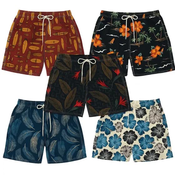 Kit Com 5x Shorts Bermudas Mauricinho Masculino Short Estampados Praia Verão Masculinas