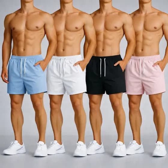 Kit 4 Bermudas Masculinas 3 Bolsos Com Elástico Com Amarração Para Atividade Física Tam do P ao GG