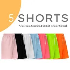 Kit 5x Short Treino Corrida Academia Mauricinho Tactel Masculino Bermuda Neon Praia