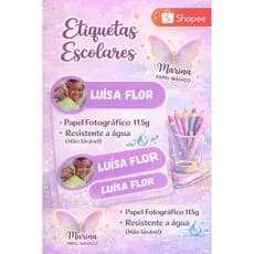 Kit 70 Etiquetas Escolares com Foto | Material Escolar Menina Menino Etiquetas Escolares Nome e Turma Envio Rápido