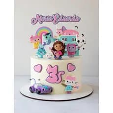 Topo de Bolo A Casa Mágica da Gabby Personalizado Nome e Idade - Topper de Bolo Gabby's Dollhouse Menina Infantil Festa