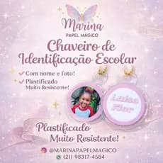 Chaveiro de Identificação Escolar Personalizado com Foto e Nome 4,5cm | Kit 2, 4 ou 6 Unidades | Plastificado Resistente