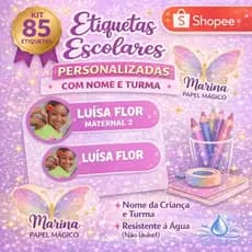 Etiquetas Escolares Personalizadas Nome e Turma Kit 85 Adesivos Material Escolar Infantil Envio Rápido