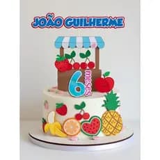 Topo de Bolo Personalizado Quintandinha Frutinhas | Decoração de Bolo Festa Infantil Mêsversario Menino Menina Bolo