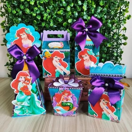 Caixinhas Personalizadas Tema Ariel A Pequena Sereia MENINA | Lembrancinhas Festa Infantil Fundo do Mar Ariel Princesa