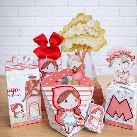Kit Lembrancinhas Chapeuzinho Vermelho Festa Infantil Luxo – Caixinhas Personalizadas – Kit 15 / 30 /50 Pçs Envio Rápido
