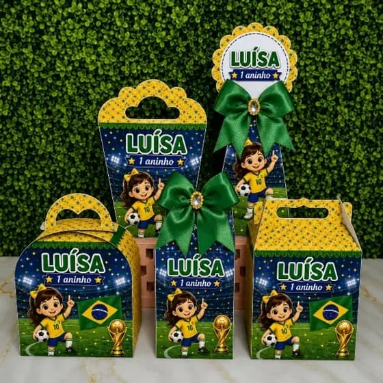 PEGUE E MONTE - Kit Festa Caixinhas Personalizadas| Tema Futebol Brasil 2026 Hexa Menino Menina| Lembrancinhas Festa