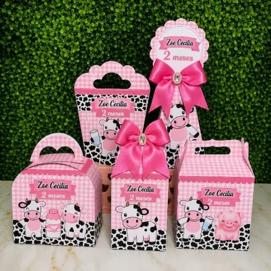 PEGUE E MONTE - Kit Festa Caixinhas Personalizadas| Tema Vaquinha Bezerro Amo Tetê| Lembrancinhas Festa Infantil