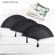 Home Ventilador Chinês Estilo Preto Dobrável Feminino De Dança Clássica Artesanal .