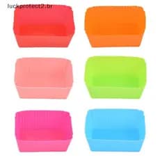 Home 6PCS Molde Retângulo De Silicone Para Bolos De Cupcake De Muffin Macio .