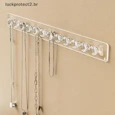 L-Bag 7/12 Ganchos Transparente Acrílico Jewerly Rack De Armazenamento Para Brinco Colar Cabide Titular Fixado Na Parede