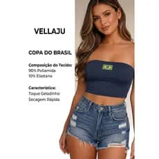 Top Tomara que Caia Brasil em Poliamida Premium com forro