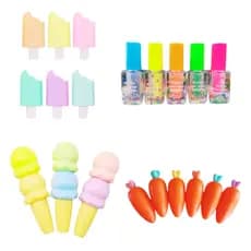 Kit Marca Texto Fofo 23un TikTok Sorvete Picole Cenoura Esmalte Menina Material Escolar Fofo