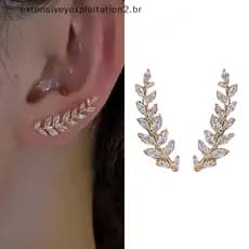 Brincos De Moda Brilhantes De Folha De Rhinestone Para Mulheres Orelha De Trigo Requintados Jóias De Casamento .