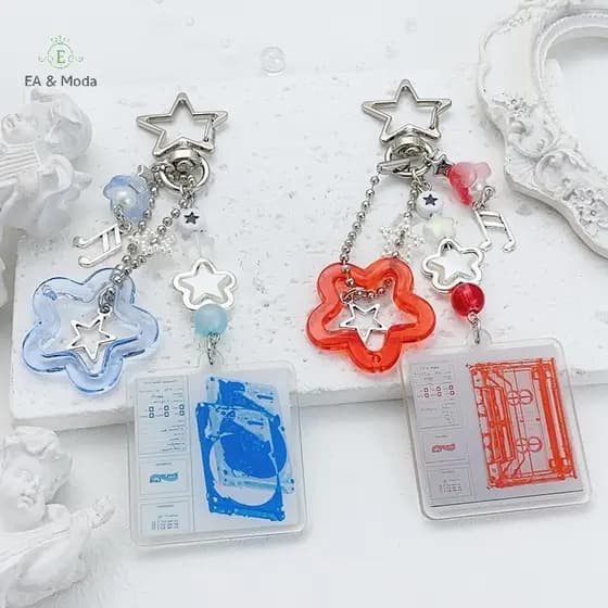 EA & Moda Simples Artesanal Cartão Livro Frisado Chaveiro Pingente Para Mulheres Meninas Criativo Mochila Decoração Aces
