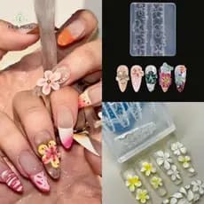 EA & Moda 1pc Molde De Escultura De Unhas De Flores Em Relevo 3D Silicone Transparente Pétalas Fazendo Para Ferramen