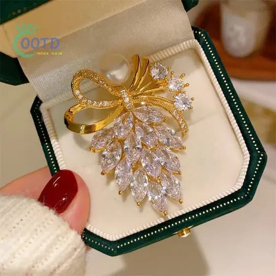 Moda Hoje Strass Cristal Arco Pérola Broches Roupas Femininas Casaco Jóias Acessórios Presentes .