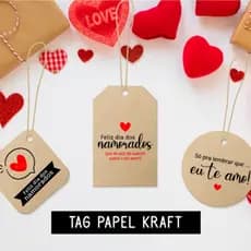 Tag Dia dos Namorados em Papel Kraft