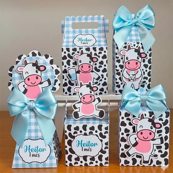 PEGUE E MONTE VAQUINHA AZUL -  Personalizados Vaquinha - kit festa - lembrancinha - aniversário