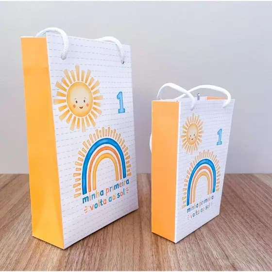 PEGUE E MONTE Sacolinha Personalizada Primeira Volta ao sol - Raio de Sol - kit festa - lembrancinha - aniversário
