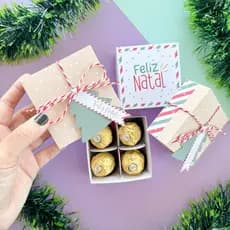 Caixa para 4 doces Natal - Caixinha para docinhos Natal - 10/20/30 unidades