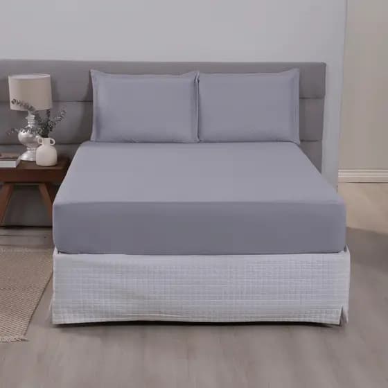 Capa De Colchão Casal Matelada 3 Peças Com 2 Porta Travesseiros Microfibra 170 Fios Macia