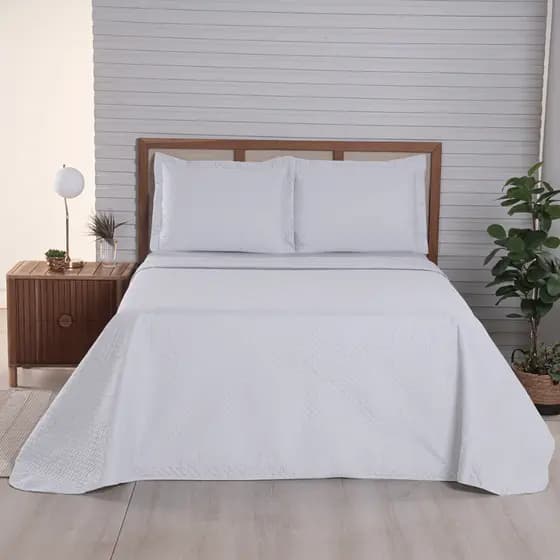 Kit Cobre Leito Super King Especial Viena 3 Peças Microfibra Matelado Porta Travesseiro