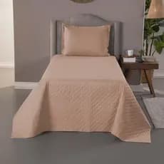 Kit Cobre Leito Solteiro Viena Matelado 2 Peças Microfibra Macio Colcha Porta Travesseiro